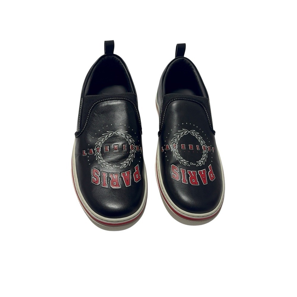 Dior‎ Homme Late Night Paris Black Leather Slip On Sneakers Mens Designer Shoes